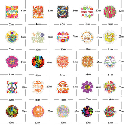 61PCS Flower Power Hippie Cute Cartoon Peace Love Waterproof Vinyl Stickers for Adults for Water Bottles Laptop Suitcase for Birthday Party Supplies Halloween Decoration Favors