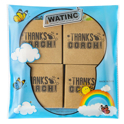WATINC Coach Appreciation Keychain Gift Set, 4Pcs Sport Match Cheer Keychains Keepsake Present with Thank You Packaging