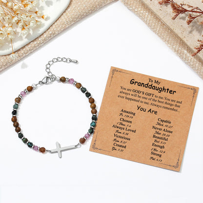 TONY & SANDY Christian Cross Bracelet for Women, Graduation Gifts for Teens Kids Girls, Confirmation Baptism Gifts, Unique Gift for Friends Daughter Mom Sister in Christ Birthday Christmas