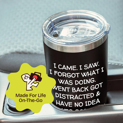KLUBI Birthday Gifts for Women Men - I Came I Saw I Forgot Tumbler 20oz Black Gag Gifts Funny Adult Grandpa for Him Drinking Cups for Elderly Senior Citizen 65th Birthday Gifts, 75th, 40th, 50th, 60th