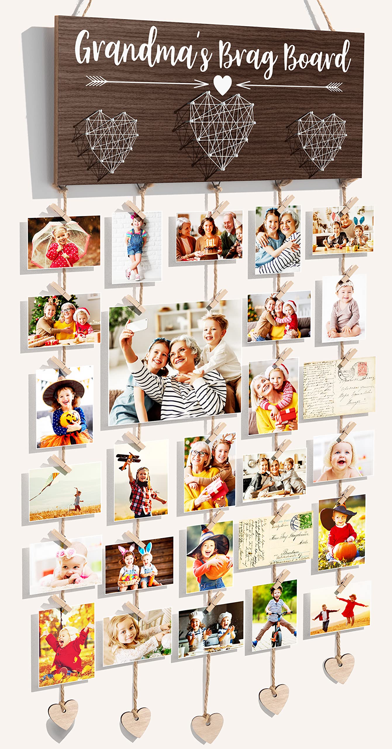 Great Grandma's Brag Board Mothers Day Great Grandma Gifts Picture Frame, Birthday Gifts for Great-Grandma from Grandchildren, Best Great-Grandmother Photo Holder Nana Gift Hanging Xmas Card Holder