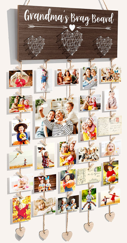 Great Grandma's Brag Board Mothers Day Great Grandma Gifts Picture Frame, Birthday Gifts for Great-Grandma from Grandchildren, Best Great-Grandmother Photo Holder Nana Gift Hanging Xmas Card Holder
