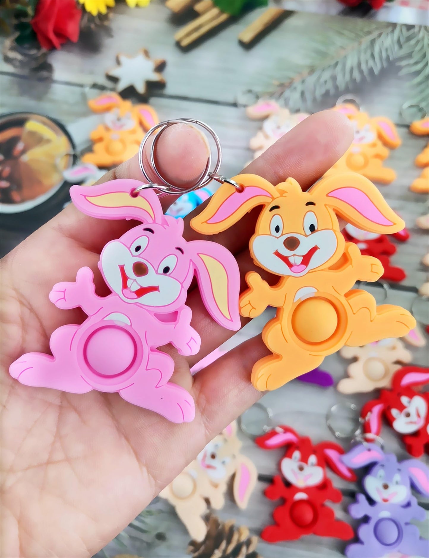 20 Easter Rabbit Fidget Pop Gifts Prizes for Kindergarten Kids,Bulk Mini Bunny Birthday Graduation Summer Party Favors for Classroom Students