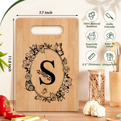 Personalized Cutting Board, Initial Christmas Birthday Gifts for Women Wedding Gifts for Couple, Monogrammed Gift for Women Sister Friend, Unique Gift for Christmas Anniversary Housewarming(Letter S)