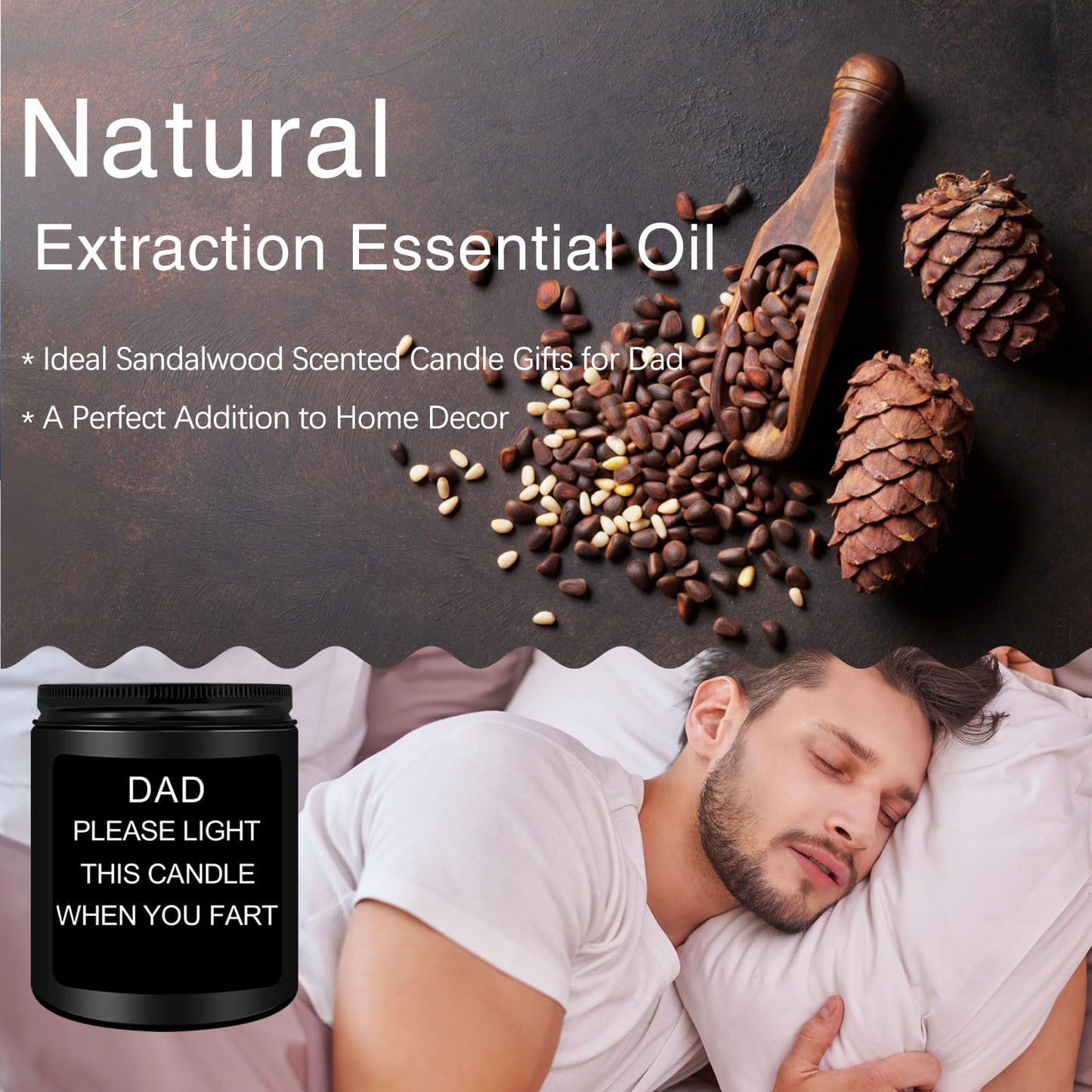 Homsolver Gift for Dad, Fathers Day Christmas Birthday Dad Gifts from Daughter Son - Sandalwood Scented Candle (7OZ)
