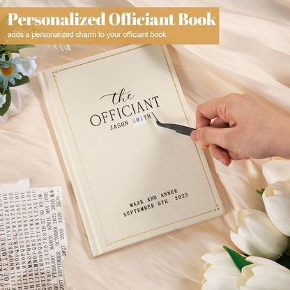 Engrowtic Wedding Officiant Book Personalized Linen Hardcover Journal with Name Sticker, 160 Lined Pages, 5.31 x 8.27 in A5 Notebook, Pastor Minister Sermon Officiant Gift for Wedding Ceremony