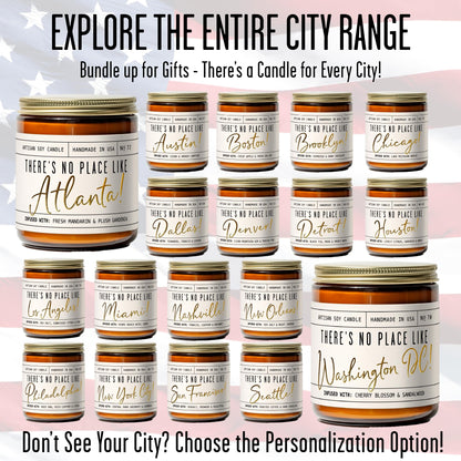 Boston Gifts, Boston Decor for Home - 'There's No Place Like Boston Candle, w/Wood, Sage & Sea Salt I Boston Souvenirs I 9oz Jar, 50Hr Burn, Made in USA