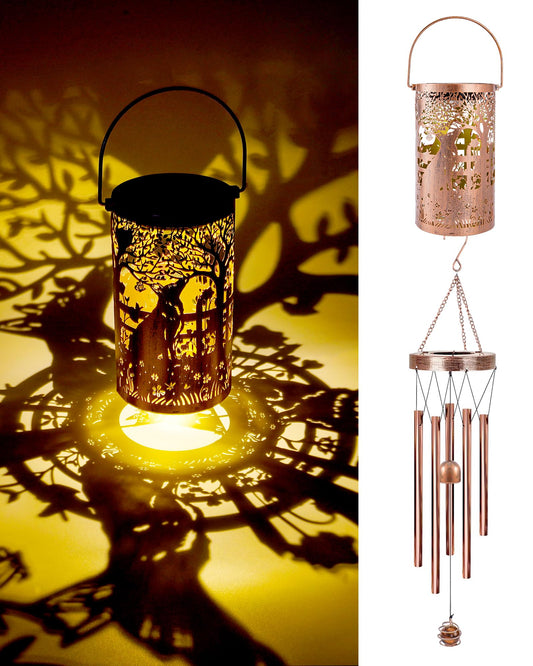 German Shepherd Gifts Windchimes - Metal Wind Chimes for Outside with Solar Lanterns Indoor Outdoor Hanging Waterproof Lights Garden Patio Decor Birthday Gift for Women Mom Wife Dog Lover