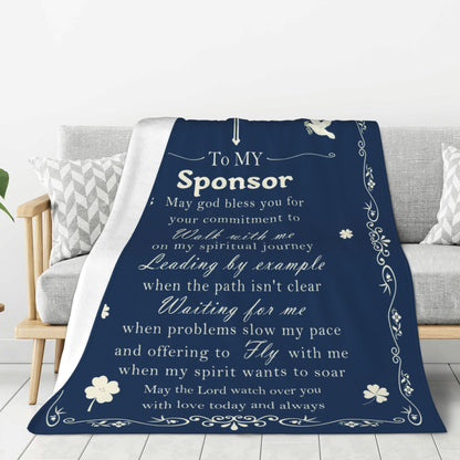 Confirmation Sponsor Gifts for Women/Men, Christian Religious Thank You Gifts for Confirmation Sponsor Gift Blanket 60"X50" with Blessing and Appreciation Words, Dark Blue Catholic Blanket