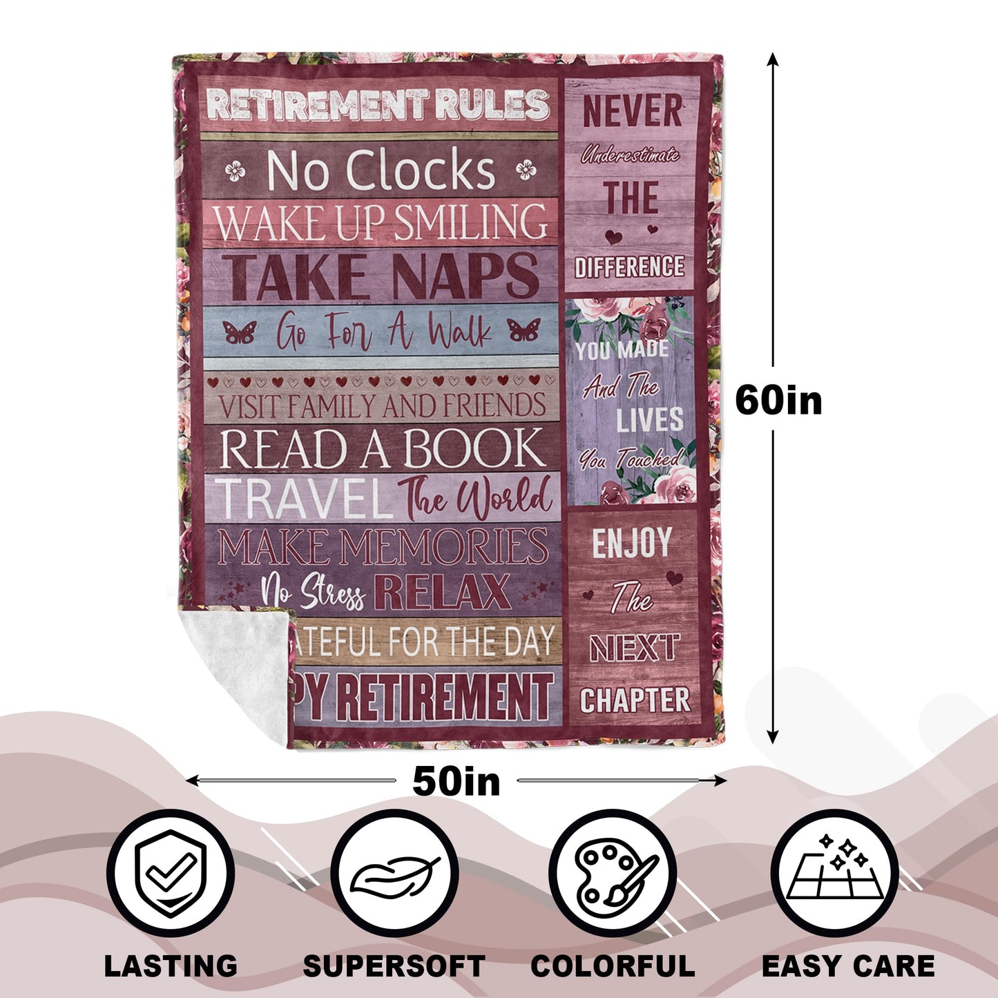 Retirement Gift for Woman, Best Retired Gifts for Women/Men 2026, Retire Gift Ideas, Funny Presents for Retirement Coworker/Teacher/Nurse/Mom, Soft Blanket 60x50in