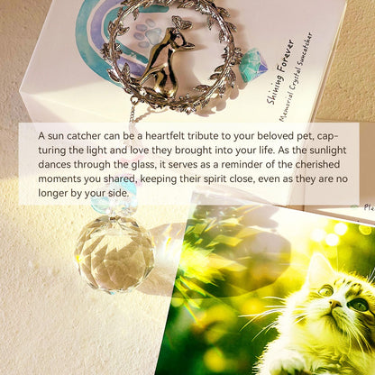 Cat Memorial Suncatcher - Lost of Cat Bereavement Gift Idea, Pet Loss Sympathy Gifts, Thoughtful Cats Remembrance Sun Catcher, Passing Away Remembrance Memory Gift