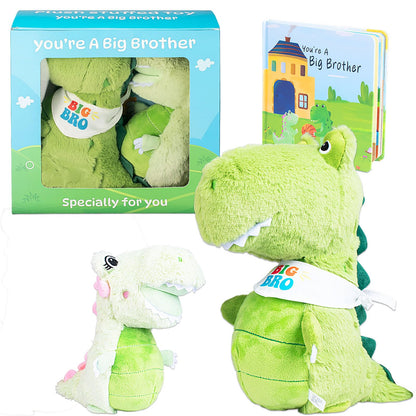 Big Brother Gift for Boy for Older Siblings of New Baby Includes Plush Dinosaur with Storybook, Ideal Birthday & Special Occasion Gift for Boys (Big Brother/Little Sister)