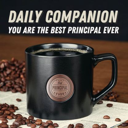 Onebttl Principal Appreciation Gifts for Men Women, Heavy Coffee Mug with Golden Badge for Christmas Retirement, 15oz - Best