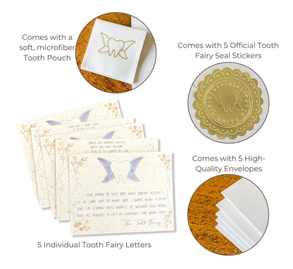 Tooth Fairy Letter Kit & Tooth Fairy Book for Boys and Girls | Tooth Fairy Gift | Tooth Book & Tooth Fairy Kit W/Tooth Receipts, Tooth Fairy Letters & More | 8.5x11 Softcover