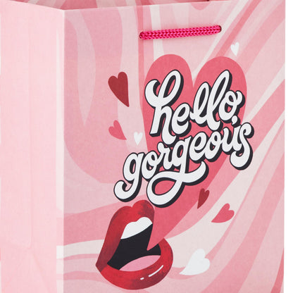 Hallmark 6" Small Valentine's Day Gift Bags (6 Bags, 3 Designs: Hello Gorgeous, Pink, Red) for Classroom Exchange, Galentine's Day