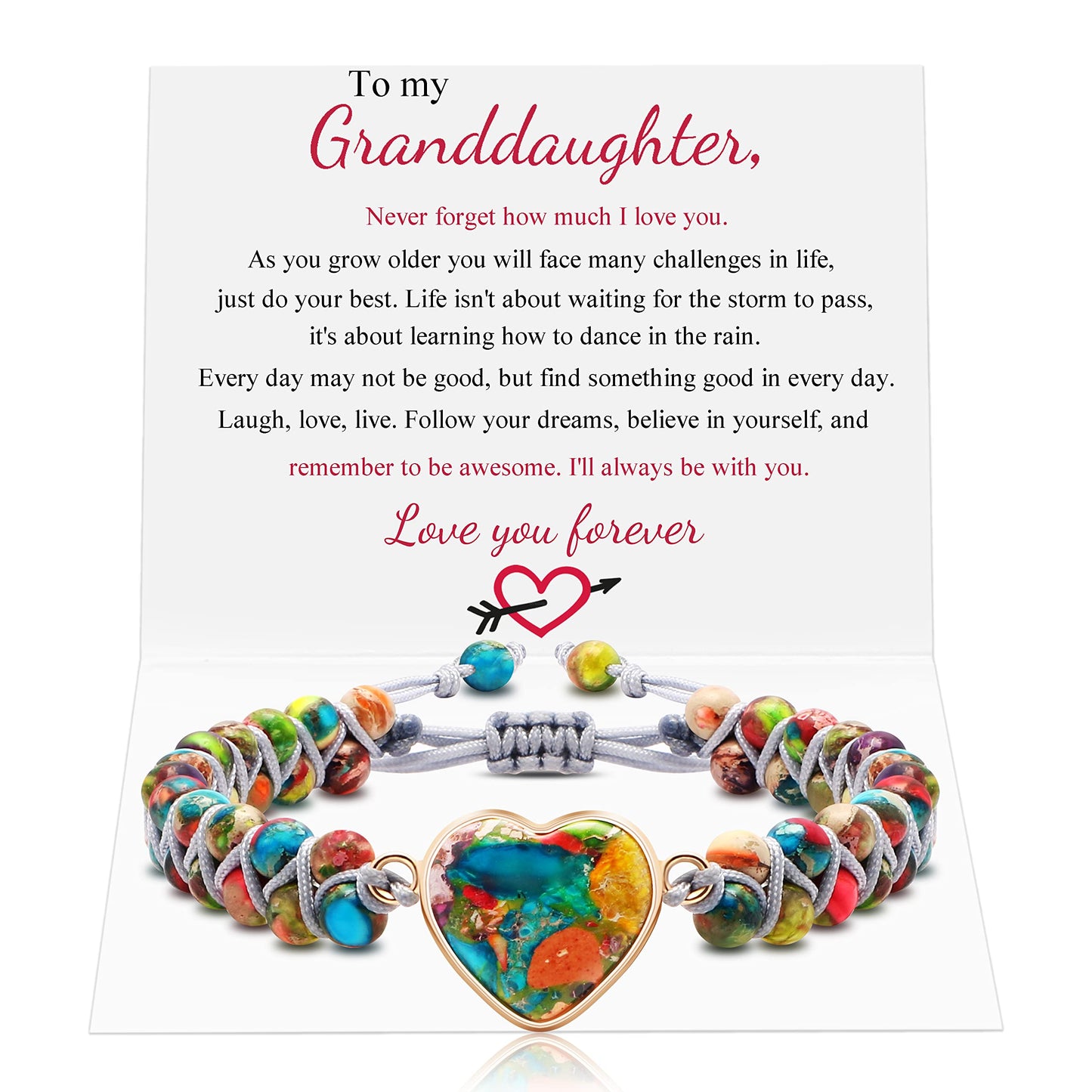 MOOGEEN Handmade Beaded Bracelets for Women Gifts for Granddaughter Daughter Mom Best Friend Bestie Sister Jasper Heart Bracelets Boho Natural Stone Colorful Beads Wrap Bracelet Turquoises Jewelry