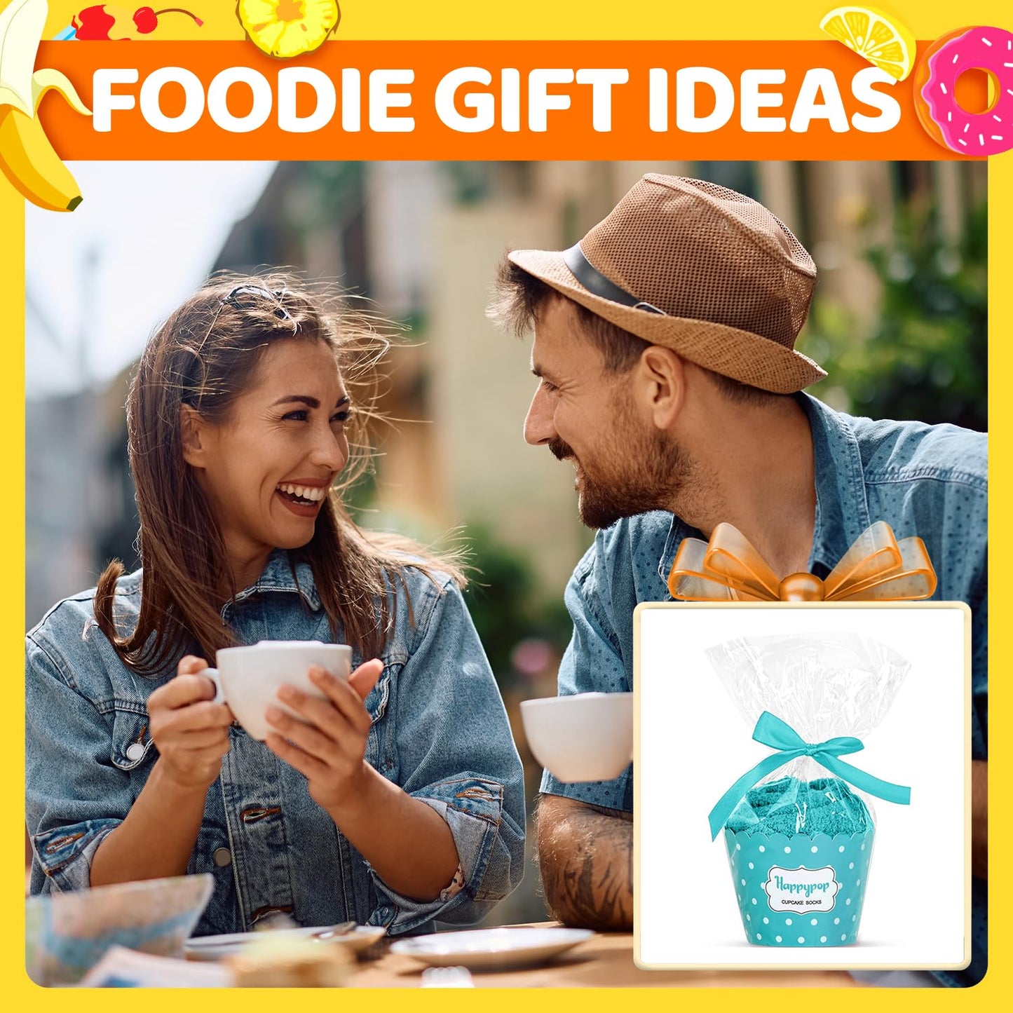 HAPPYPOP Funny Gifts for Women Men - Boba Tea Taco Gifts for Her, Bourbon Coffee Socks