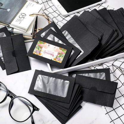 Geyee 500 Pcs Window Gift Card Envelopes 3. 9 x 2. 4'' Sleeves Credit Card Size Blank Business Invitation Envelopes for Wedding Graduation Party Gifts(Black)