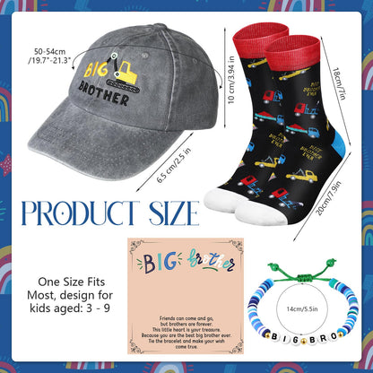 Skicuff 3 Pcs Big Brother Gifts for Boys Bracelet Baseball Caps and Sock for Birthday Gift