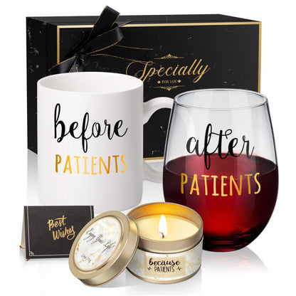 Before Patients, After Patients 11 oz Coffee Mug and 18 oz Stemless Wine Glass Set Gifts Idea for Nurses, Doctors, Hygienists, Physician, Dentists Unique Birthday Graduation Gifts Idea