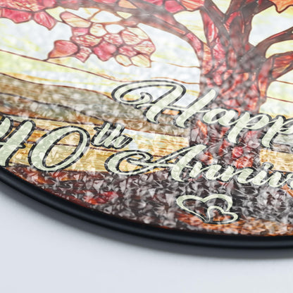 40th Wedding Anniversary Faux Stained Glass Suncatcher, 40 Years Marriage Keepsake Suncatcher, Ruby Wedding for Parents