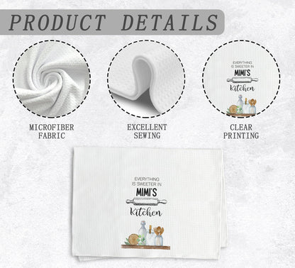 Mimi's Kitchen Towels and Dishcloths, Mimi Gifts Gift for Grandma from Grandkids, Mimi Gifts for Mothers Day Christmas Birthday, Mimi Drying Cloth Hand Towels Tea Towels for Kitchen, 16×24 Inches