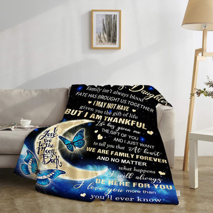 Bonus Daughter Gifts, Step Daughter Gifts from Stepmom Stepdad, Birthday Graduation Wedding Gifts for Bonus Daughters, Gift for Step Daughter, to My Bonus Daughter Throw Blanket 60"x50"