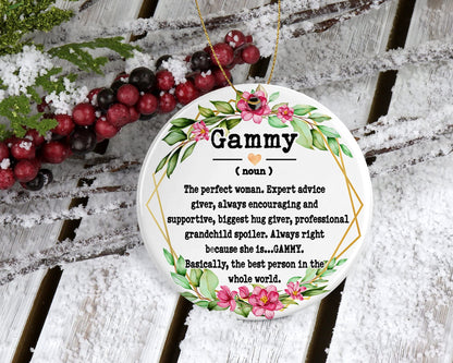 Gammy Ornament - Christmas & Mother's Day Keepsake - Printed on Both Sides