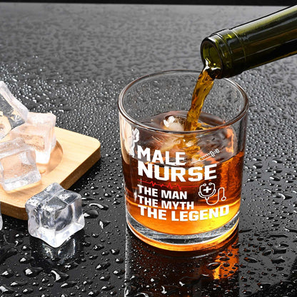 Futtumy 10Oz Male Nurse Whisky Glasses, Nurses Week Gifts for Men Male, Nurse Practitioner Nursing Student Gifts for Practitioner Graduate