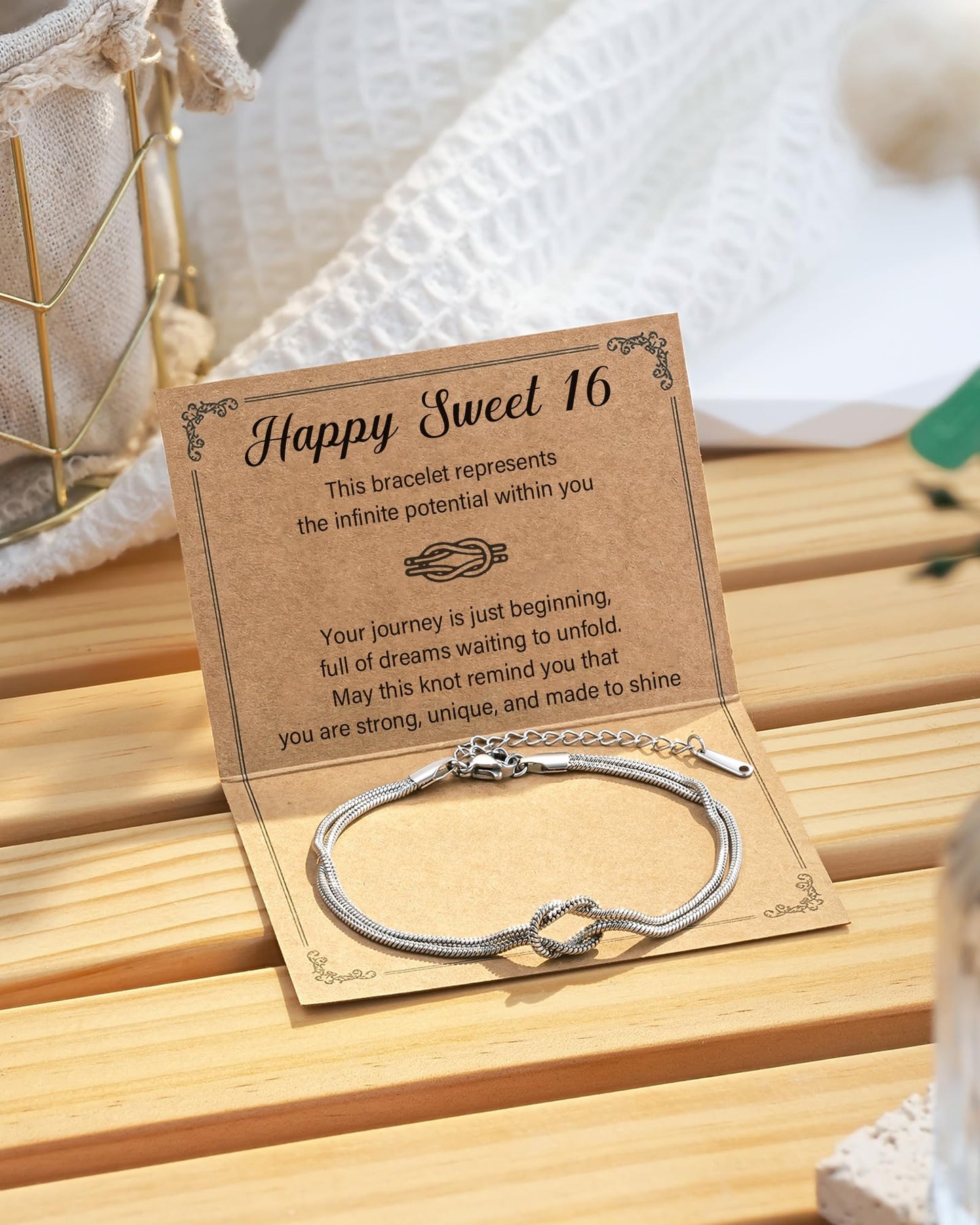 Tarsus Love Knot Bracelet Birthday Jewelry, 16th/18th/21st/30th/40th/50th Birthday Gifts for Women Her Girls Female