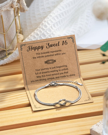 Tarsus Love Knot Bracelet Birthday Jewelry, 16th/18th/21st/30th/40th/50th Birthday Gifts for Women Her Girls Female