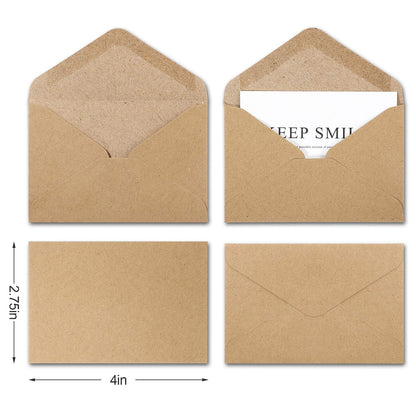 Outus 400 Pieces Gift Cards Envelopes Mini Brown Kraft Envelopes Sleeve for Small Gift Cards Invitations Business Notes Tiny Mini Greeting 4 x 2.76 Inches