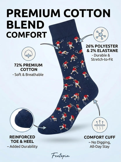 Socks with Frustrated Tennis/Pickleball Player/Drinker Design, Novelty Cotton Screw Socks for Men, Size 8-13