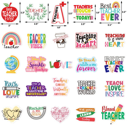 Fancy Land Teacher Stickers Vinyl Waterproof Teacher Appreciation Gifts for Laptop Water Bottle Back to School Supplies 100Pcs