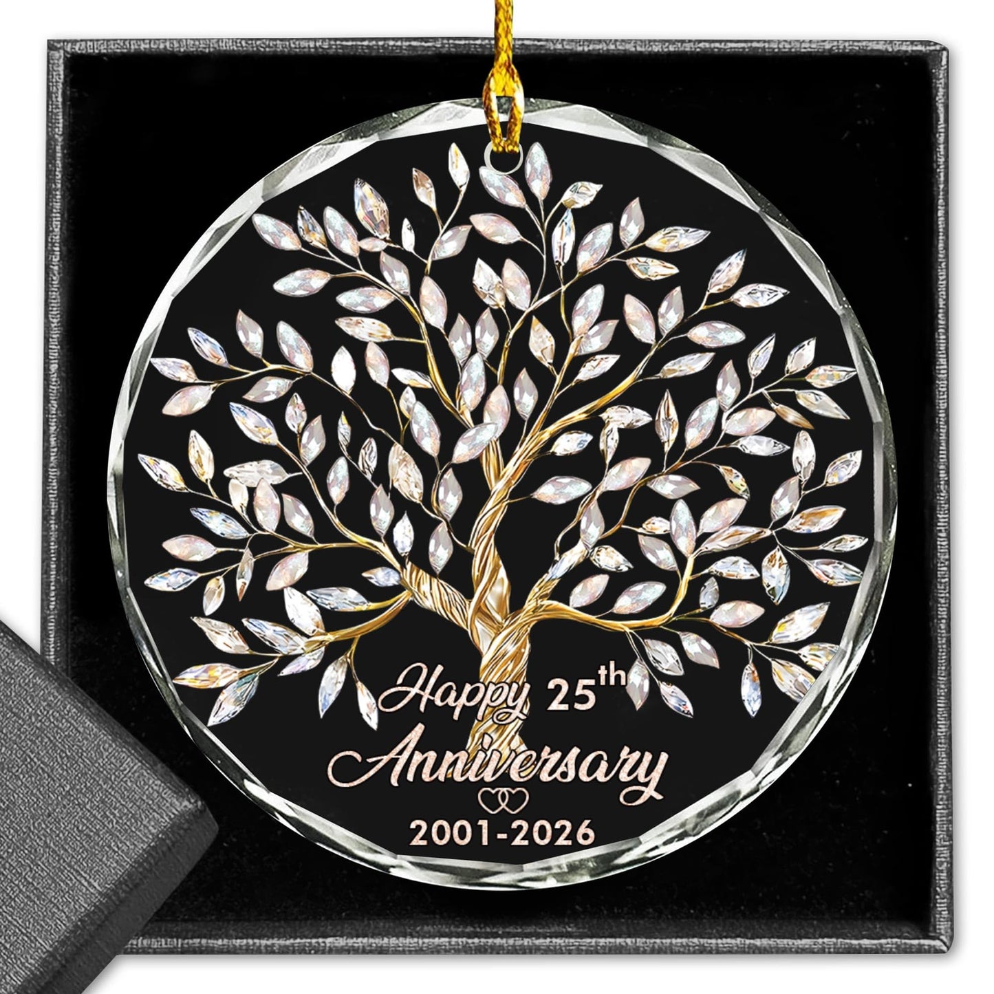 25th Anniversary 2026 Glass Ornament, 25th Wedding, 25th Anniversary Decorations, 25th for Couple, Silver Wedding for Parents, Couple, Wife, or Husband