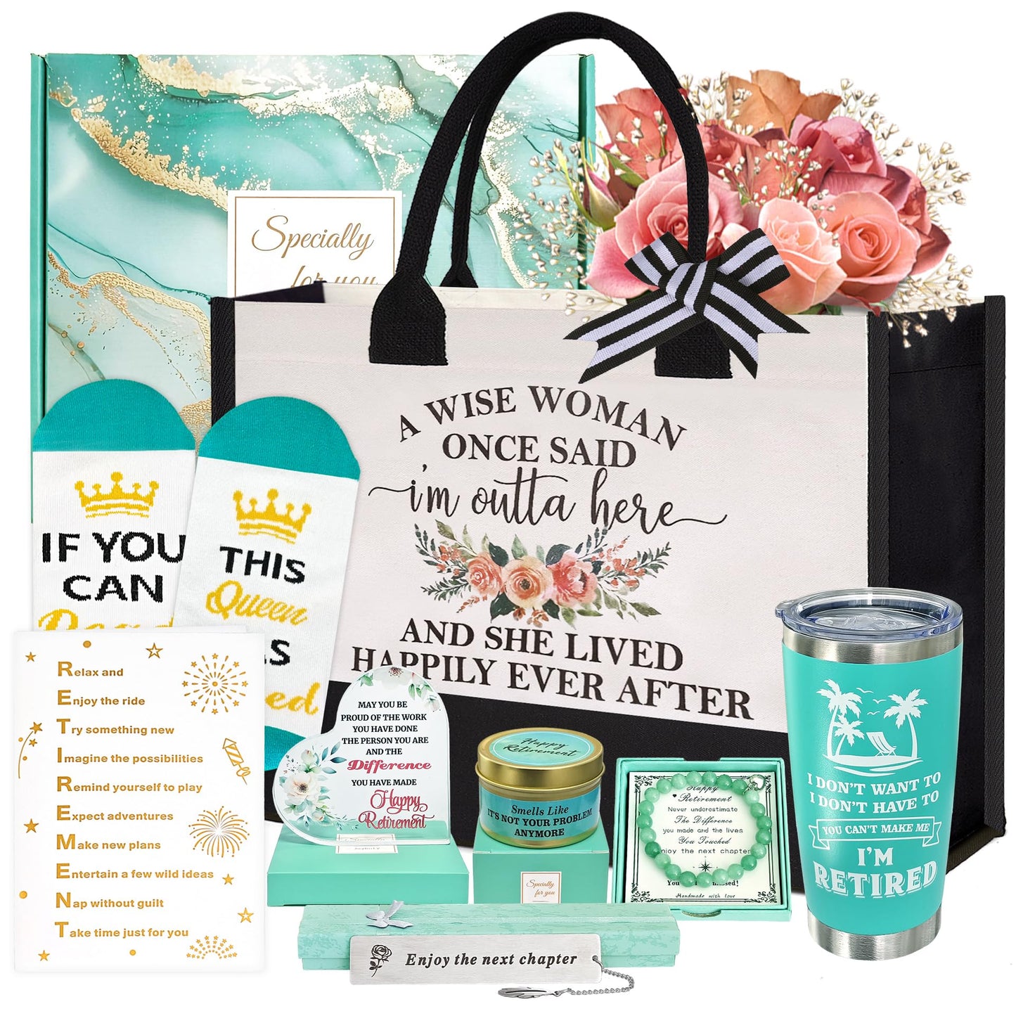 Retirement Gift for Woman 2026, Best Happy Retirement Gifts for Coworker Teacher Nurse Boss Friend Mom Grandma Retirees, Funny Retirement Gifts for Women, Cool Retired Gift Basket with 20oz Tumbler
