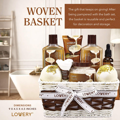 Gifts For Women Gift Basket for Women– Mothers Day Gifts for Mom, 9 Piece Set of Vanilla Coconut Home Spa Set, Luxurious Bath and Body Set, Includes Fragrant Lotions, Large Bath Bombs, Coconut Oil