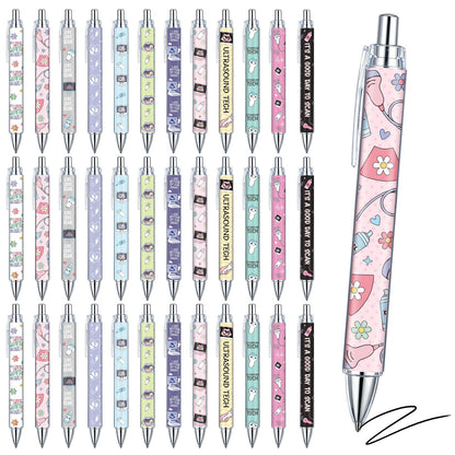 Gueevin 36 Pcs Ultrasound Tech Ballpoint Pens, Sonographer Appreciation Gifts, 1.0mm Black Ink Pens with Ultrasound Graphics, Graduation Staff Week Holiday Gifts for Sonographers