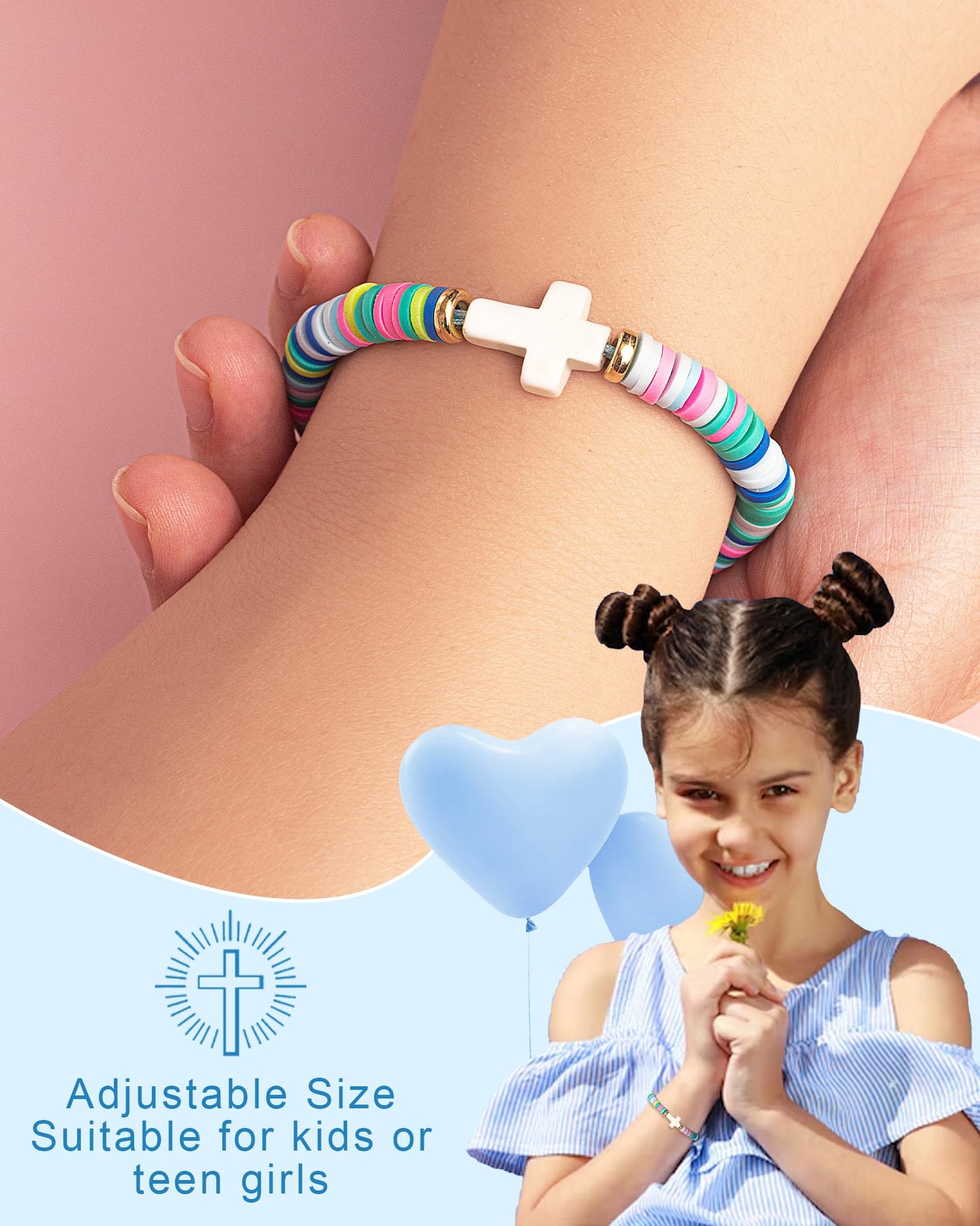 Cross Bracelet Baptism Gifts for Girl Kids Christian Graduation Gifts for Girls Teens Trendy Stuff Religious Christening Catholic Gifts Jesus Bracelets Daughter Niece First Communion Confirmation Gift