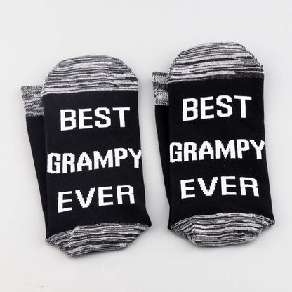 LEVLO 2 Pairs Father's Day Gift Best Grampy Ever Socks Grandpa Gift for Papa Grandfather Men Birthday Present