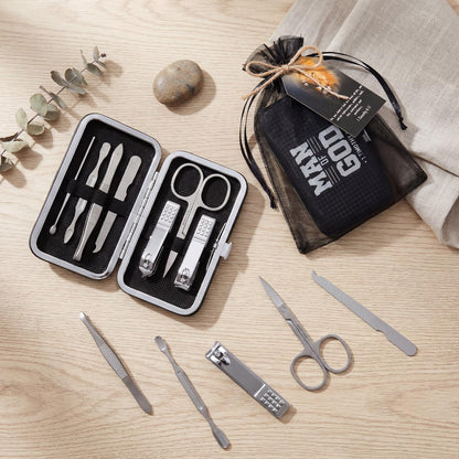 Shinymoon 12 Sets Man of God Christian Gifts Bulk for Men Father Day Gifts Bulk Church Bible Manicure Sets Man of God Scripture Stainless Steel Nail Clipper Set with Card Religious Gift for Father Day