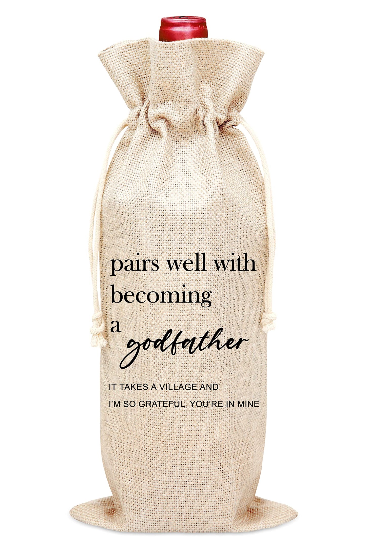 Godfather Gift Wine Bag, Wine Bag For Godfather, Godparent, Uncle, Baptism, 1 Pc Wine Bottle Cover Gift Bag (Hf06)