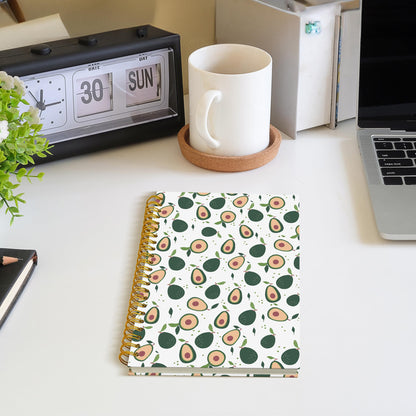 Avocado Fruit Spiral Notebook Journal, Avocado Gifts for Women, Fruit Lover Gifts, Cute Avocados Fruits Botanical Hardcover Notebook Journal, 5.5x8.3 Inch