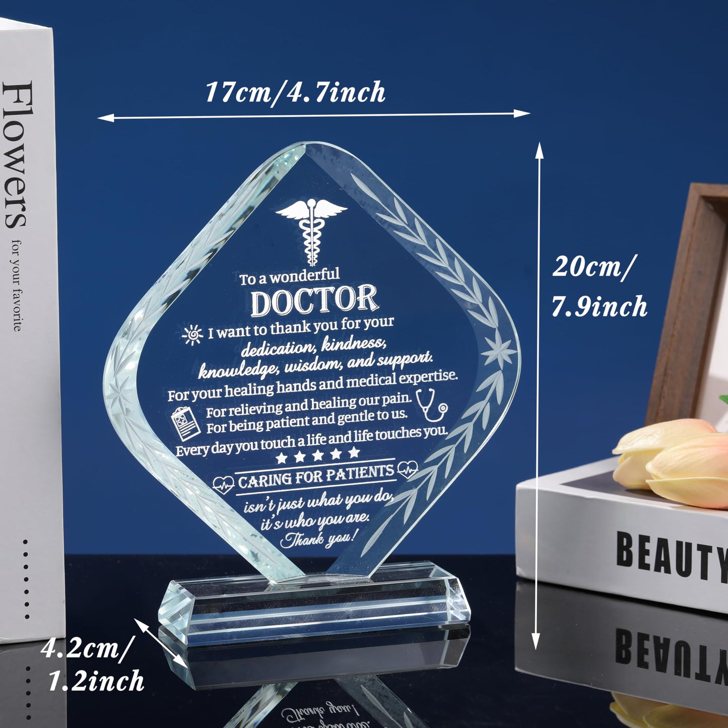 Movdyka Doctor Appreciation Gifts for Men Women Engraved Crystal Plaque Keepsakes Doctor Thank You Gift for Him Her Doctors Day Present Christmas Thanksgiving Birthday Retirement Best Dr. Decor