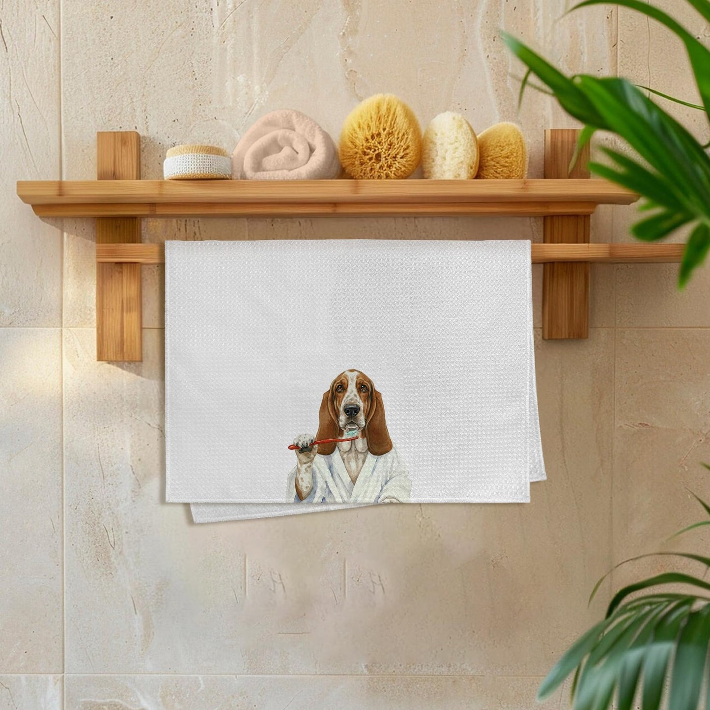 Funny Bassett Basset Hound Dog Bathroom Hand Towel, Bassett Basset Hound Dog Gifts Hand Towel for Bathroom Kitchen Washroom Decor, Funny Dogs Lover Gifts Dish Tea Towels, 16x24 Inch