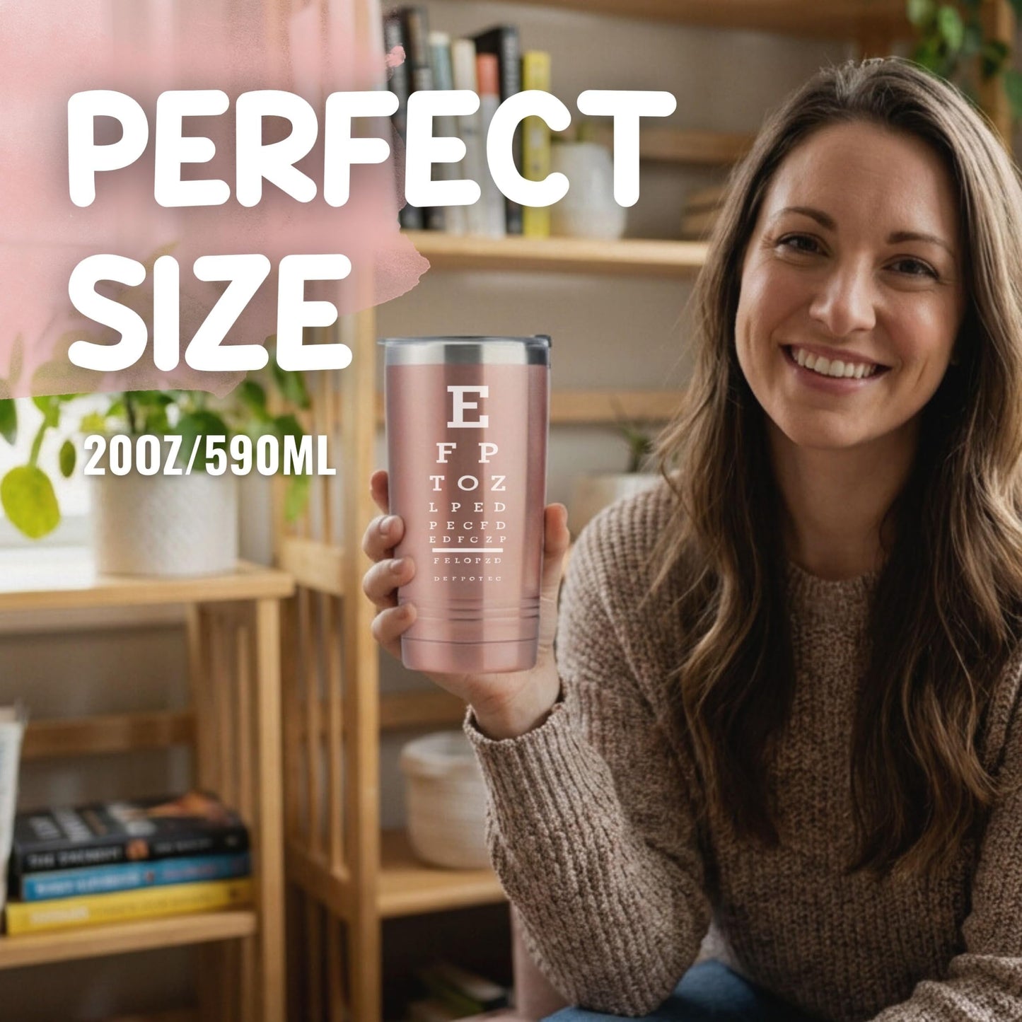 Onebttl Optometry Gifts for Women, Double Side Print, 20 oz Travel Tumbler with Lid and Straw