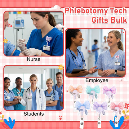 Marspark 6 Sets Phlebotomy Badge Reel with Order of Blood Draw Reference Cards 2026 Graduation Gifts Phlebotomist Appreciation Gifts for New Phlebotomists Coworkers Nursing Office Supplies