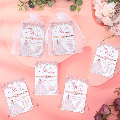Wenqik 25 Sets Quinceañera Party Favors for Guests – Butterfly Wish Bracelet Set, Sweet 15 Birthday Keepsake Gifts for Girls