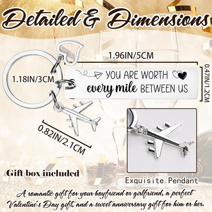 Long Distance Relationship Keychain Gift - Anniversary Couples Gift for Boyfriend Girlfriend, Romantic Keepsake for New Year