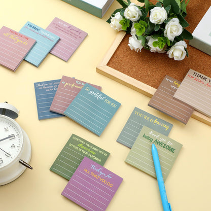 Yinder 24 Pcs Inspirational Sticky Notes - Employee Appreciation Thank You Gifts Bulk, 3x3 Mini Pocket Notepads for Teacher Office Staff End of Year Motivational Supplies (Appreciation,Morandi)